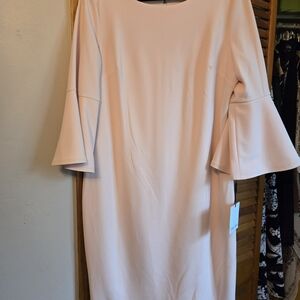NWT Calvin Klein Elegant Blush Bell-Sleeve Shift Dress